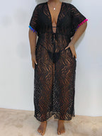 Damen transparenter Strandüberwurf aus Spitze R&B