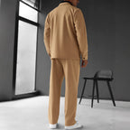 Herren nan zweiteiliges Overshirt- und Relaxhose-Set aus weichem Baumwollfrottee mit Druckknopfleiste und Tunnelzug R&B
