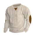 Herren Bequemer Rundhalspullover mit strukturiertem Design und kontrastierenden Ellbogenpatches R&B
