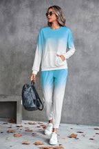 Damen Freizeit-Loungewear-Set mit modernem Ombre-Design und praktischen Taschen R&B