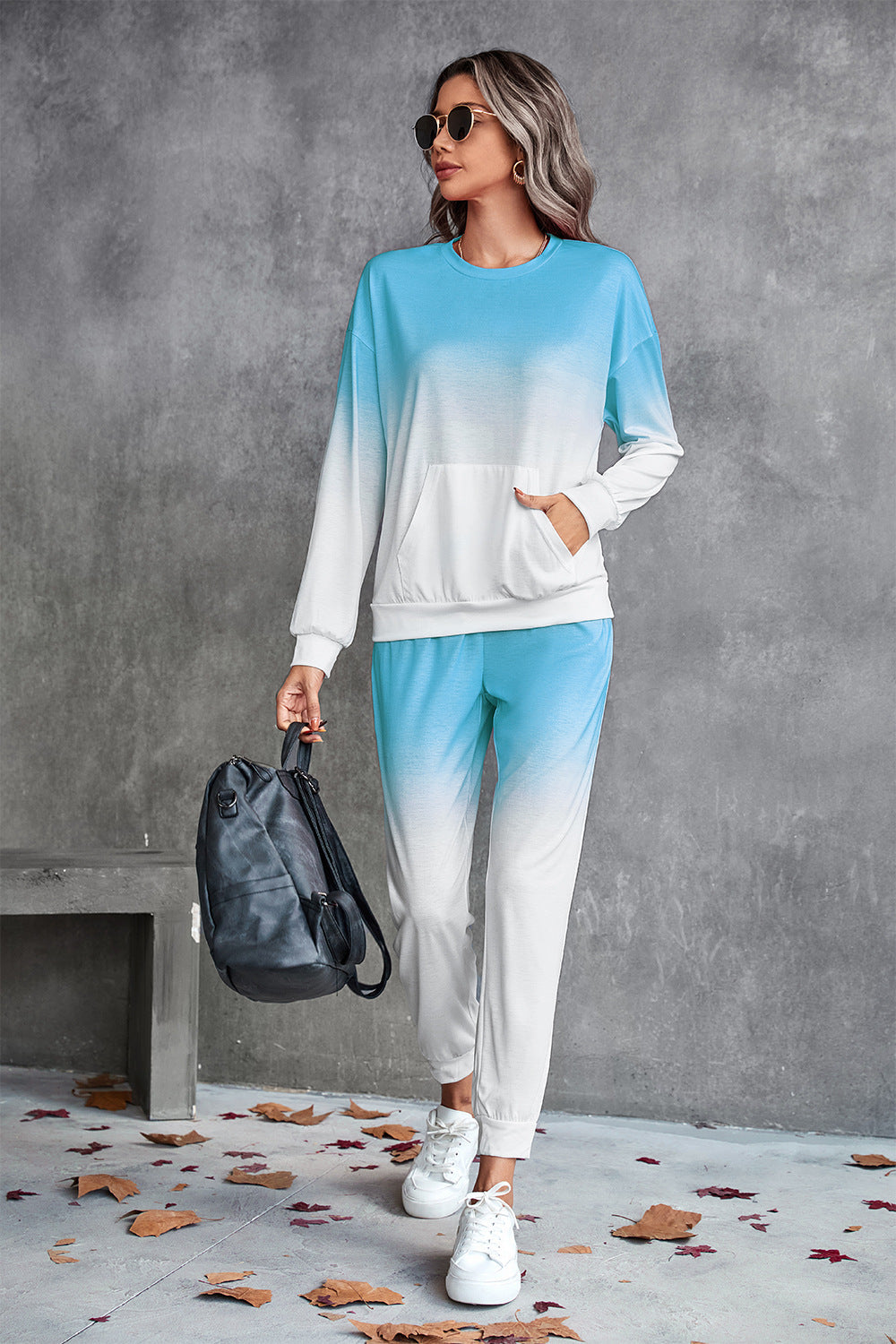 Damen Freizeit-Loungewear-Set mit modernem Ombre-Design und praktischen Taschen R&B
