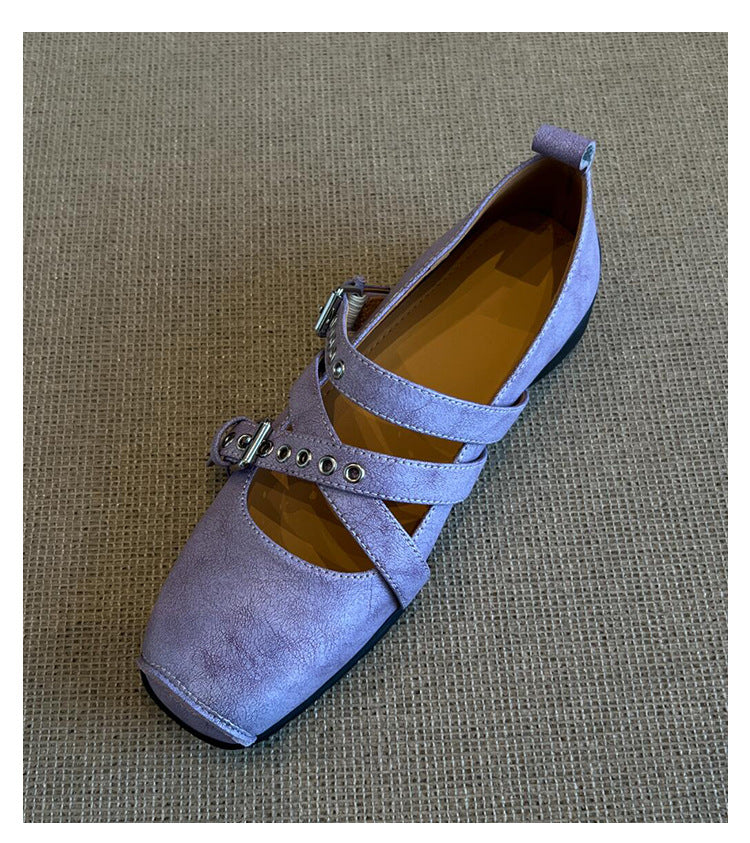 Damen Ballerinas mit dekorativen Riemen und modischen Schnallen R&B