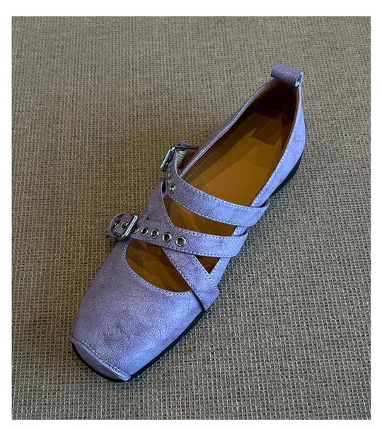 Damen Ballerinas mit dekorativen Riemen und modischen Schnallen R&B