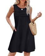 Damen Sommerkleid mit eleganter Faltenstruktur und praktischen Eingrifftaschen R&B