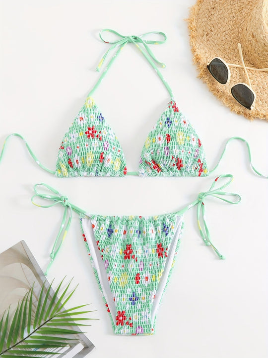 Damen Triangel-Bikini-Set mit floralem Design R&B