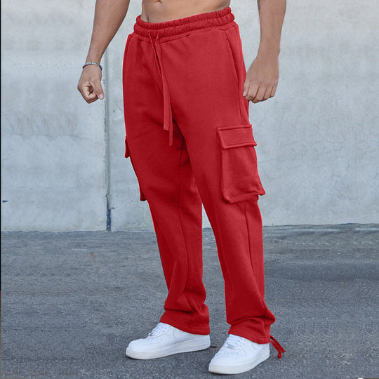 Herren entspannte Cargo-Hose mit praktischem Taschen-Design und elastischem Bund R&B