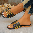 Damen Elegante Slide-Sandalen mit Metallic-Akzenten R&B