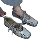 Damen modische Schnürschuhe mit atmungsaktiver Obermaterialstruktur und elastischen Riemen R&B