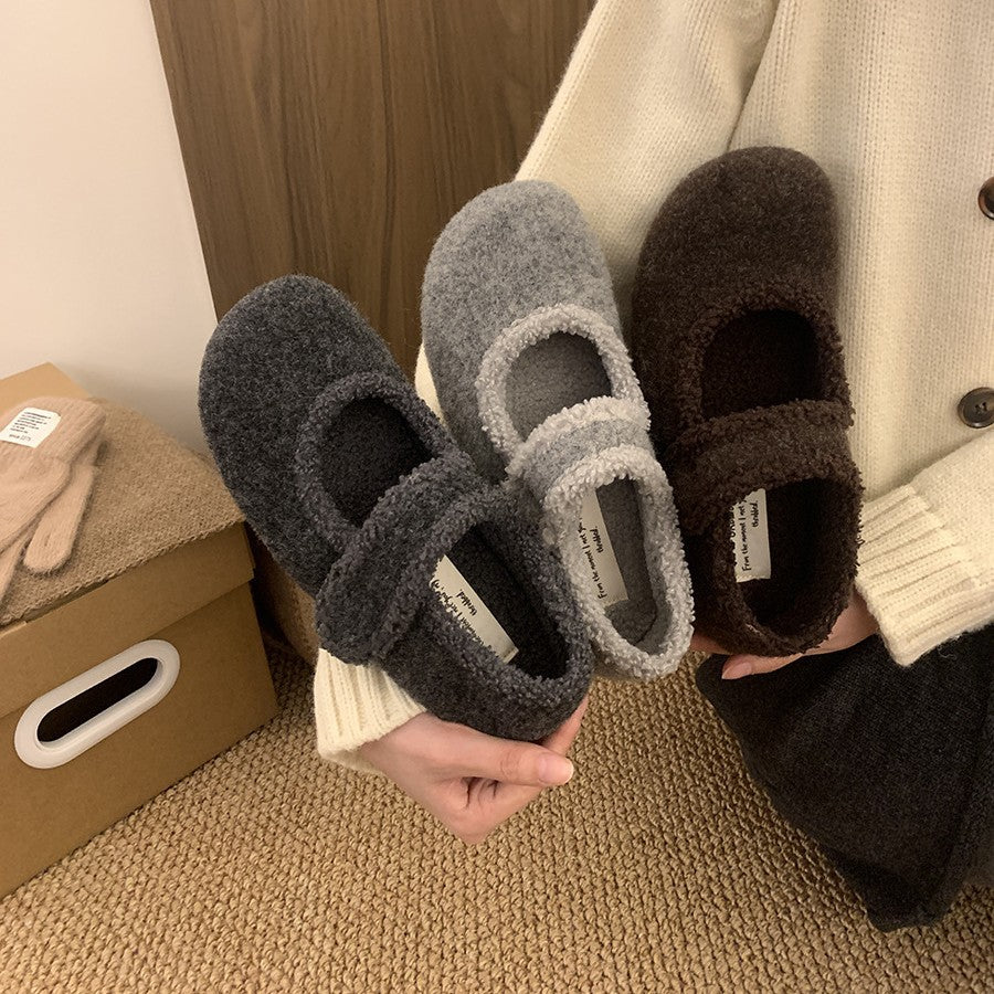 Damen Hausschuhe mit verstellbarem Riemen und kuscheligem Innenfutter R&B