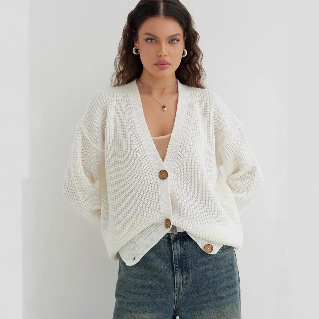 Damen lässige Strickjacke mit praktischen Knopfdetails und OHNE Einschränkung R&B