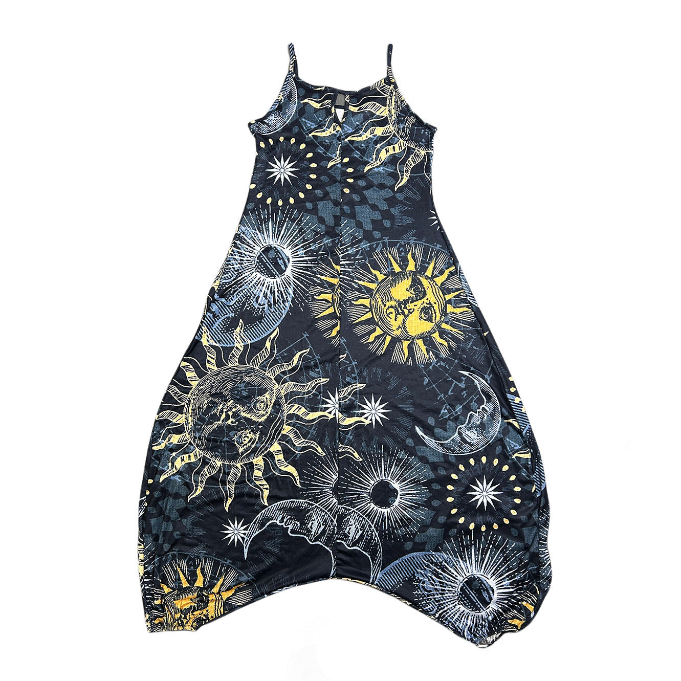 Damen entspanntes Jumpsuit mit grafischem Print und verstellbaren Trägern R&B