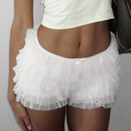 Damen Rüschen-Shorts mit elastischem Bund und verspieltem Design R&B