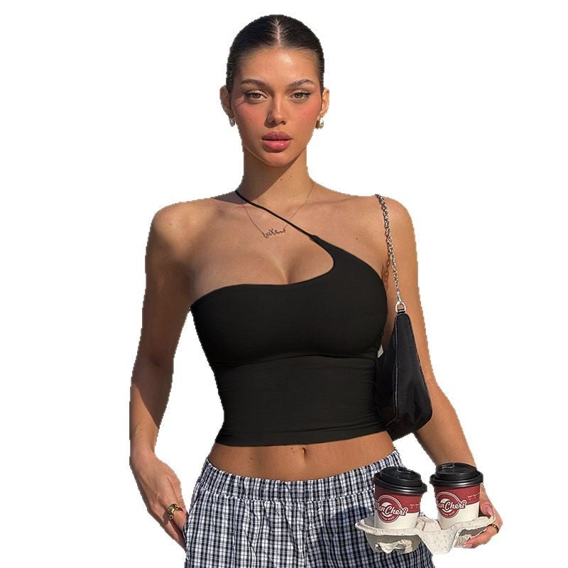 Damen asymmetrisches Crop-Top mit verstellbarem Halter R&B
