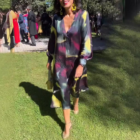 Damen Sommerliches Wickelkleid mit modernem Farbverlauf Heidi-Mode