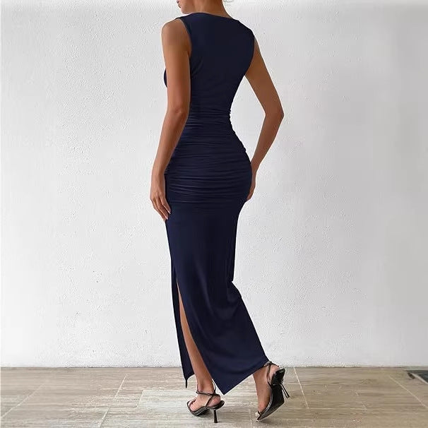 Damen Maxikleid mit figurbetontem Schnitt und seitlichem Schlitz R&B