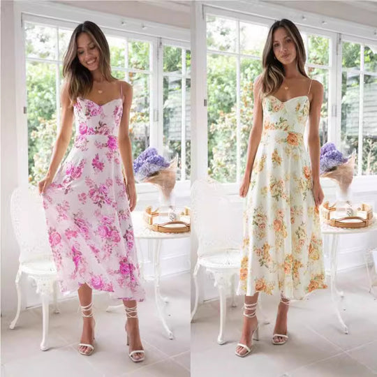 Damen Maxikleid mit zartem Blumenprint und modernem Schnitt R&B