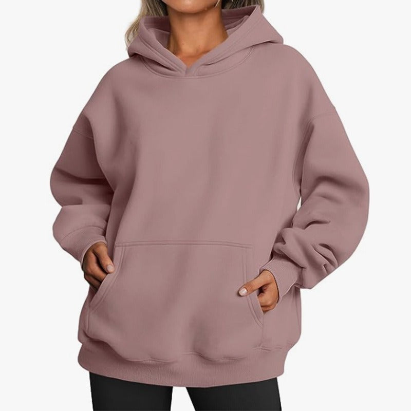 Damen lässiger Oversized Hoodie mit Kängurutasche R&B
