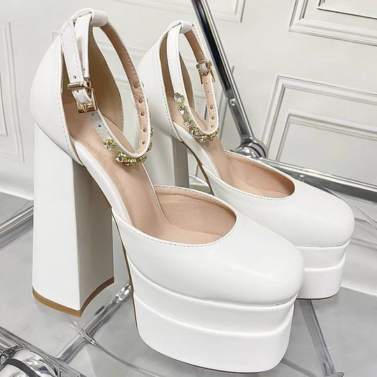 Damen Plateau-High Heel Sandalen mit eleganter Riemchenverzierung R&B