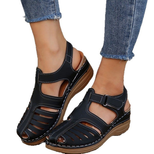 Damen Komfortable und luftige Sandalen mit verstellbarem Klettverschluss R&B