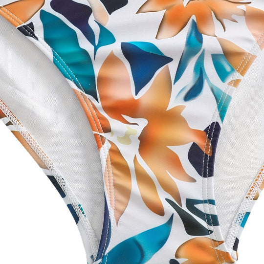 Damen Badeanzug Set mit floralem Design und leichtem Rock R&B