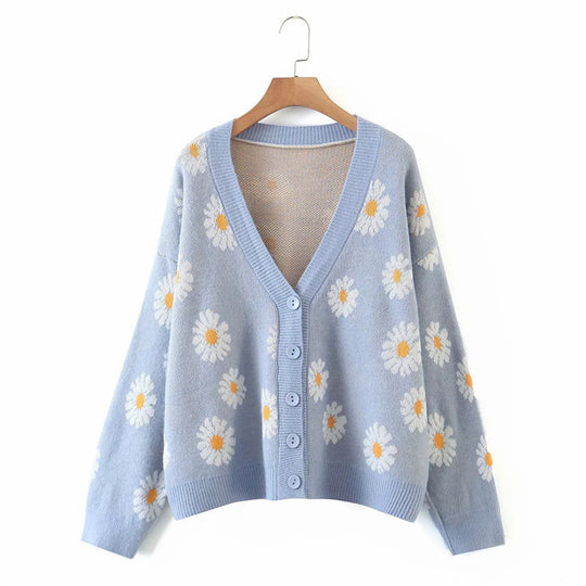 Damen lässige Strickjacke mit floralem Design R&B