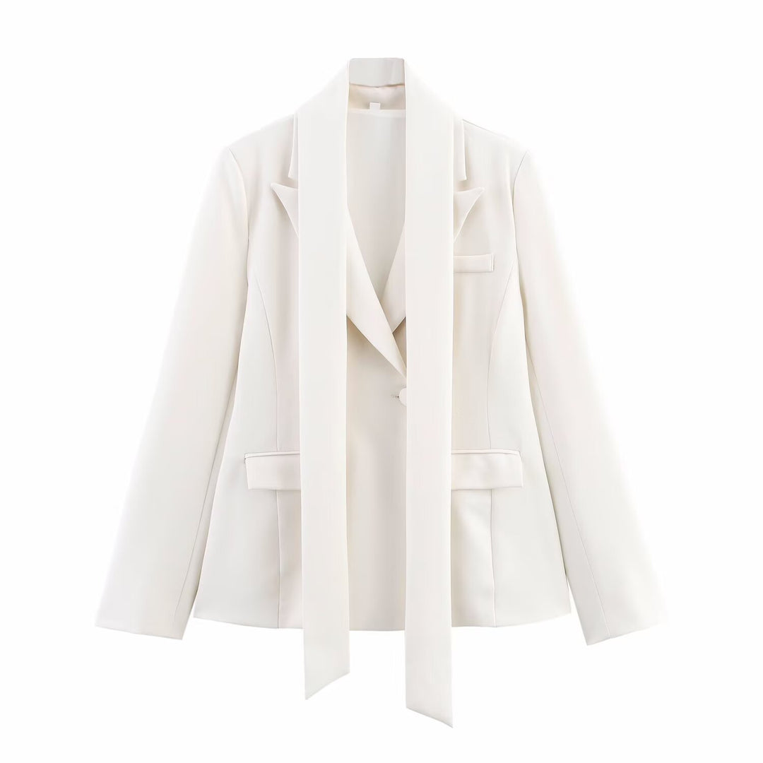 Damen Blazerjacke mit elegantem Schleifendetail und figurbetontem Schnitt R&B
