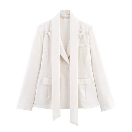 Damen Blazerjacke mit elegantem Schleifendetail und figurbetontem Schnitt R&B