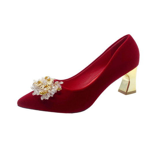Damen elegante Ballerinas mit dekorativem Blütenakzent R&B