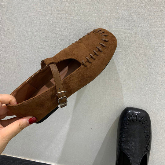 Damen Mokassins mit dekorativen Stichen und verstellbarem Riemchen R&B
