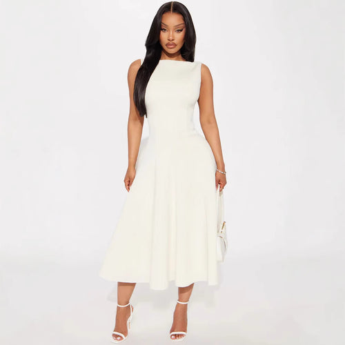 Damen Elegantes zeitloses Cocktailkleid mit schwingendem Rock und minimalistischer Silhouette R&B