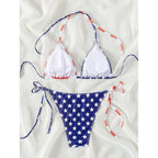 Damen Triangel-Bikini mit originellem Sternen- und Streifenmuster