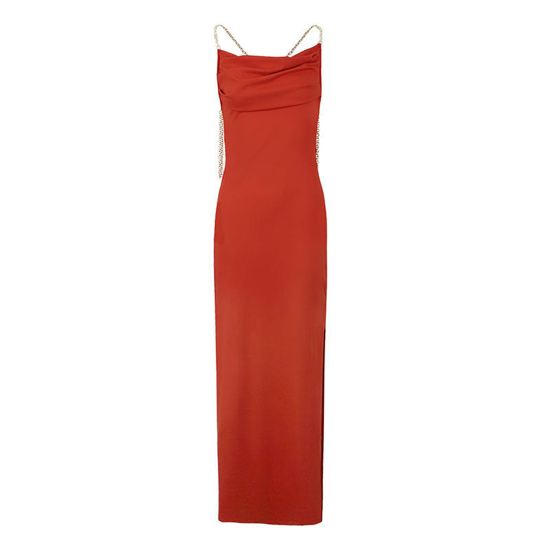 Damen Elegantes Langarm-Maxikleid mit tiefem V-Ausschnitt und zarten Rüschendetails R&B