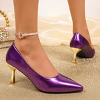 Damen Elegante und glitzernde Pumps mit goldenem Absatz R&B