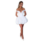 Damen Cocktailkleid mit elegantem V-Ausschnitt und voluminösem Rock R&B
