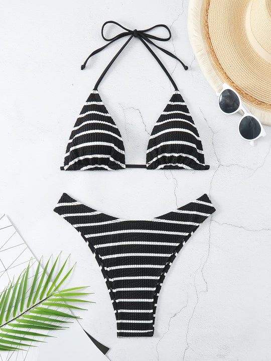 Damen Triangel-Bikini mit raffinierten Streifen R&B