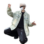 Unisex lässige Oversize-Jeansjacke mit einzigartigem Schnitt und praktischen Taschen