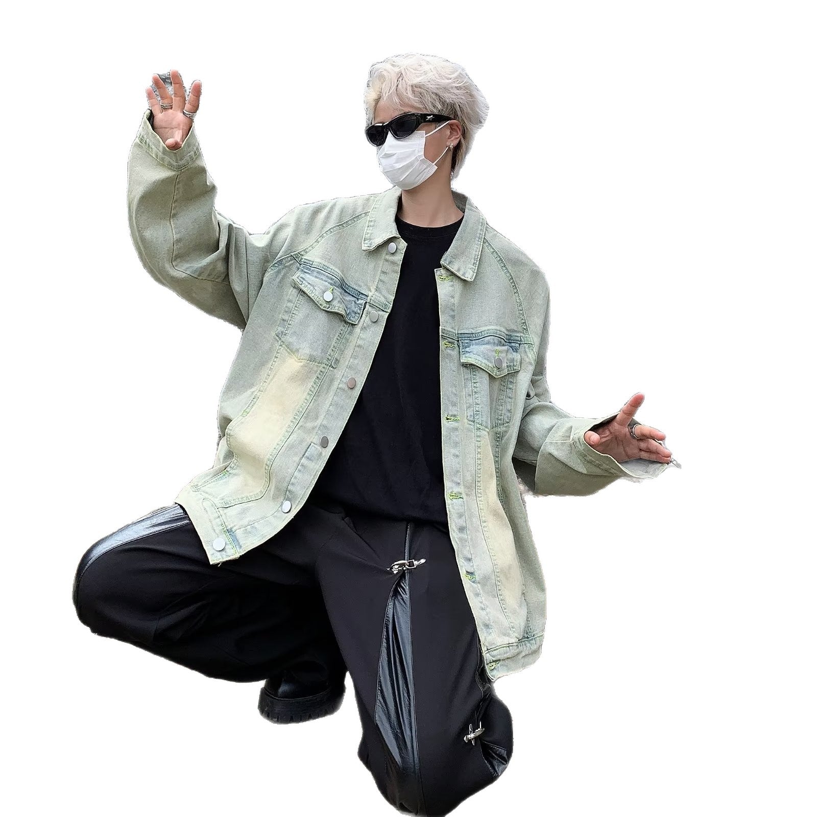 Unisex lässige Oversize-Jeansjacke mit einzigartigem Schnitt und praktischen Taschen
