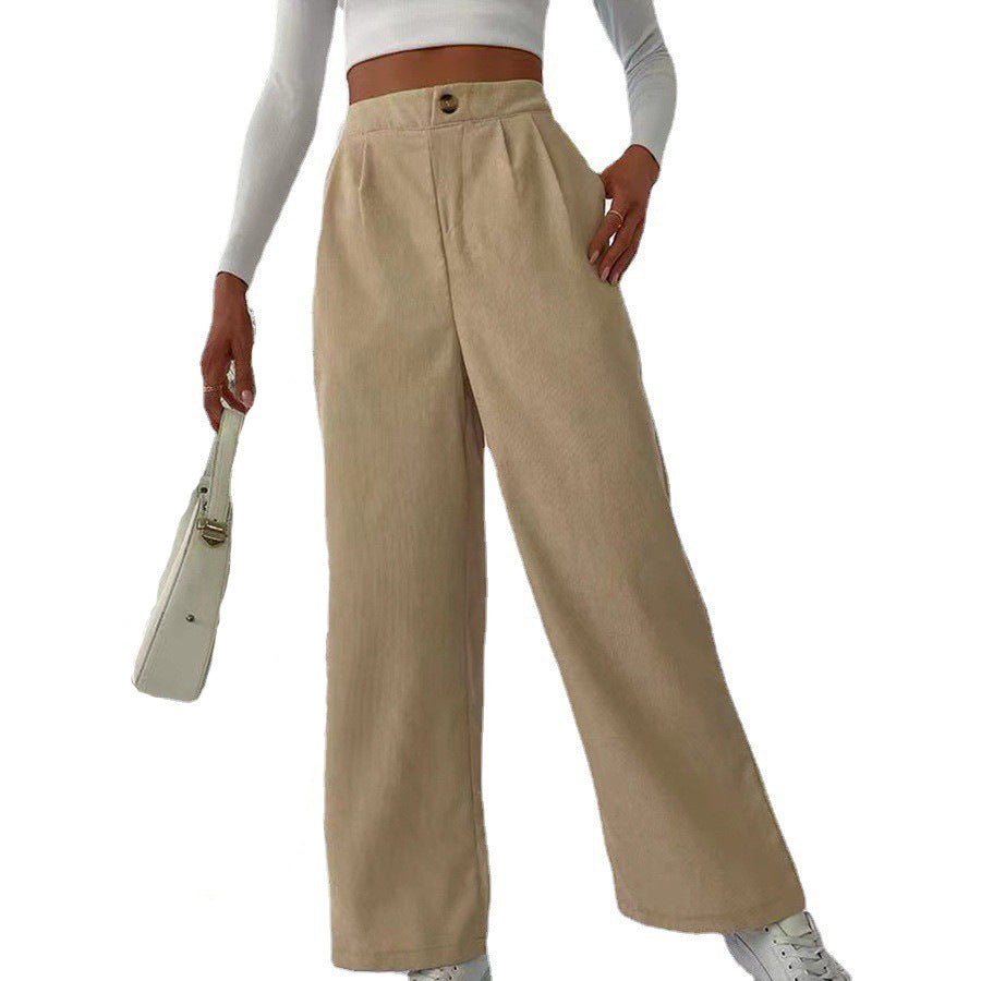 Damen Weite Hochbundhose mit Falten R&B