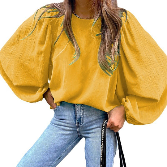 Damen Elegante Bluse mit Puffärmeln R&B