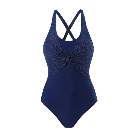Damen Einteiler Badeanzug mit elegantem Wickeldesign R&B