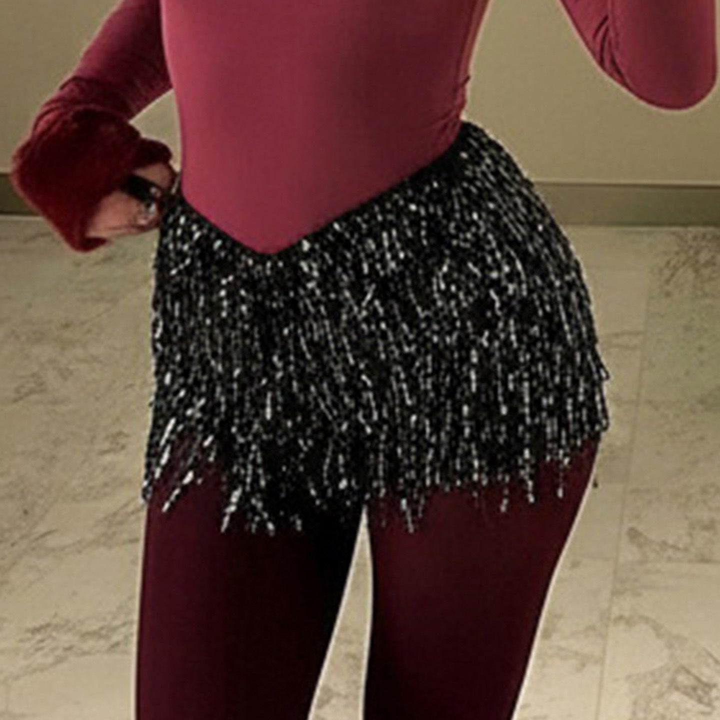 Damen glamouröse Pailletten-Shorts R&B