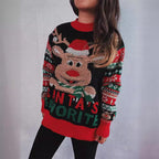 Damen Weihnachts-Pullover mit festlichem Rentier-Motiv und bunten Mustern R&B