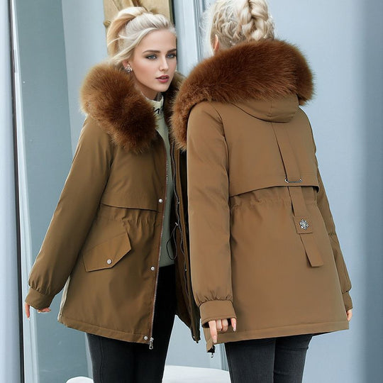 Damen isolierter Winterparka mit luxuriösem Kunstfellkragen und wärmendem Innenfutter R&B