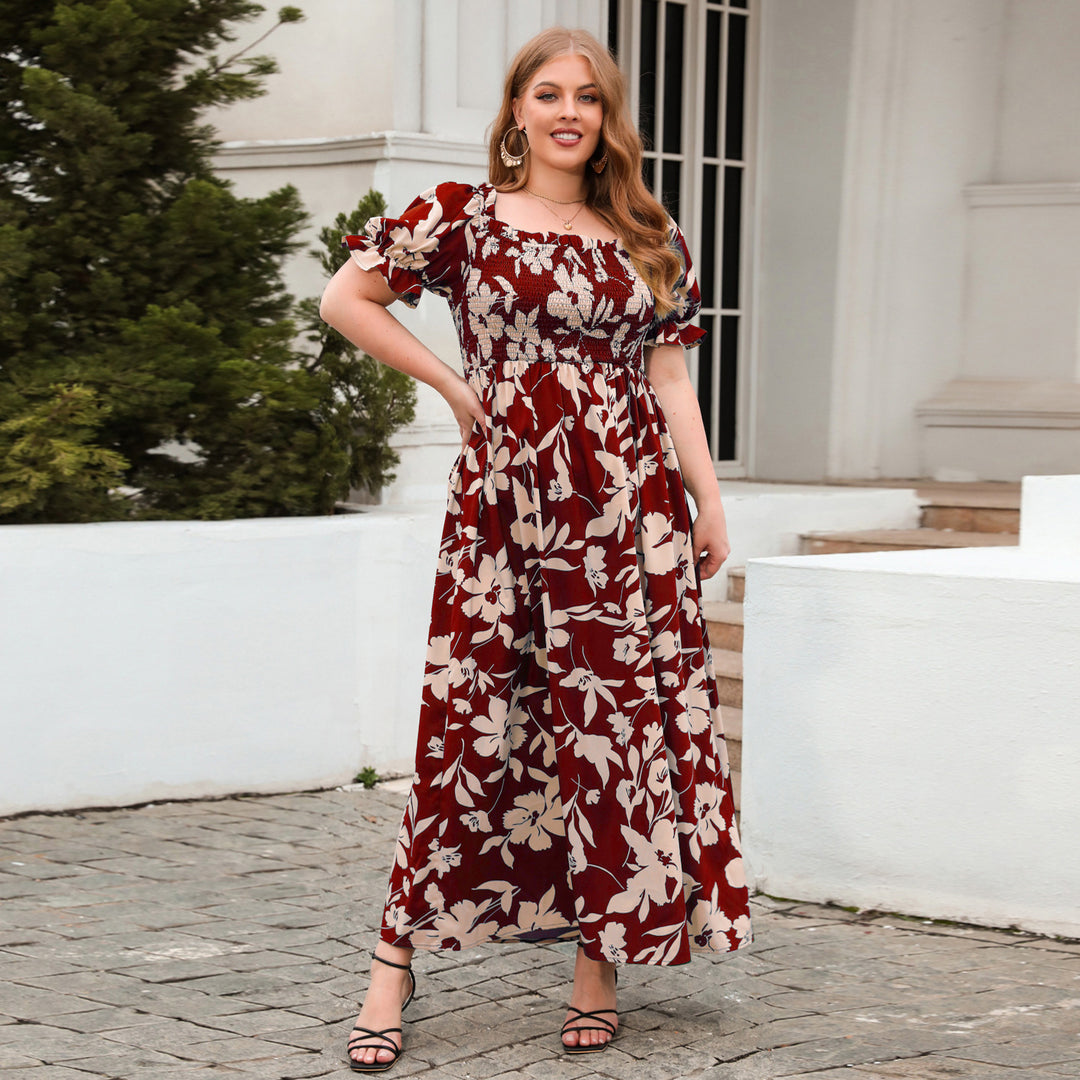 Damen Sommerliches Maxikleid mit romantischem Blumenmuster und Puffärmeln R&B