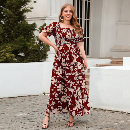 Damen Sommerliches Maxikleid mit romantischem Blumenmuster und Puffärmeln R&B