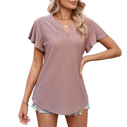 Damen Luftiges Blusenshirt mit effektvollem Lochmuster R&B