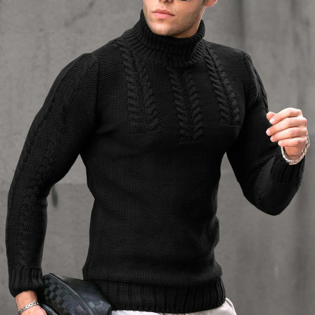 Herren Strickpullover mit hochstehendem Kragen R&B