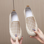 Damen modische Slip-On Sneakers mit Karomuster und flexiblem Fußbett R&B
