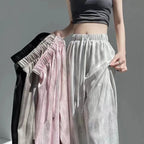 Damen Hochtaillierte Palazzo-Hose aus leichtem, atmungsaktivem Material mit elastischem Bund
