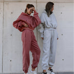 Damen bequeme Loungewear-Kombination mit Kapuze und elastischem Bund R&B
